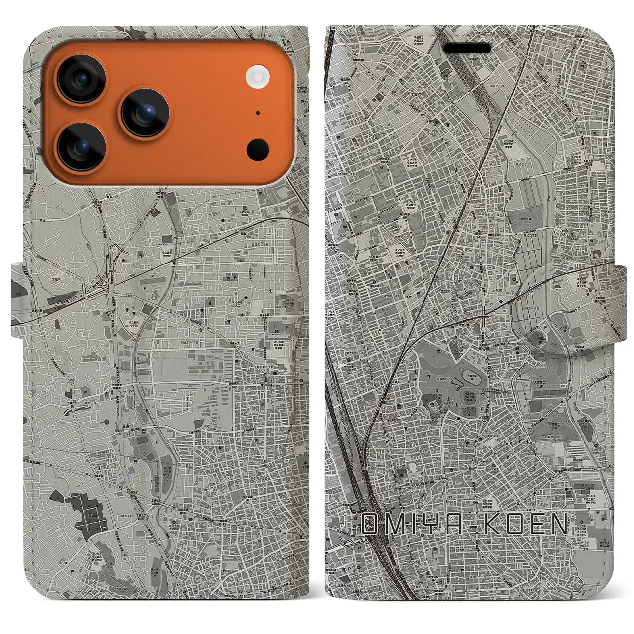 【大宮公園(埼玉県)】地図柄iPhoneケース(手帳タイプ)