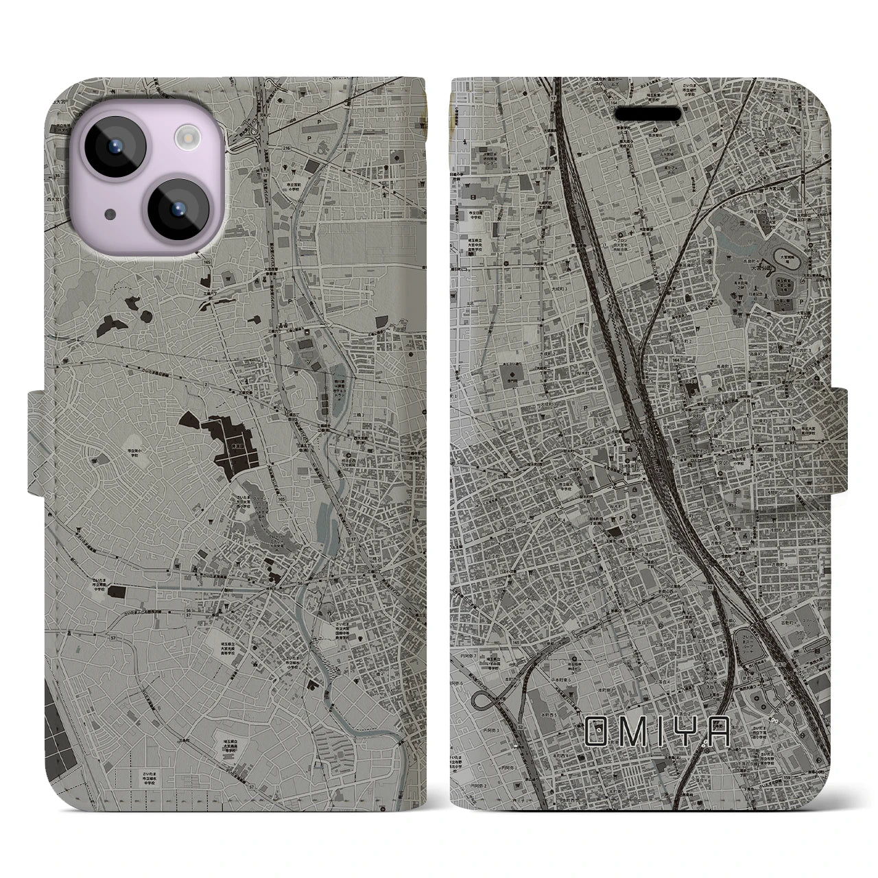 【大宮(埼玉県)】地図柄iPhoneケース(手帳タイプ)