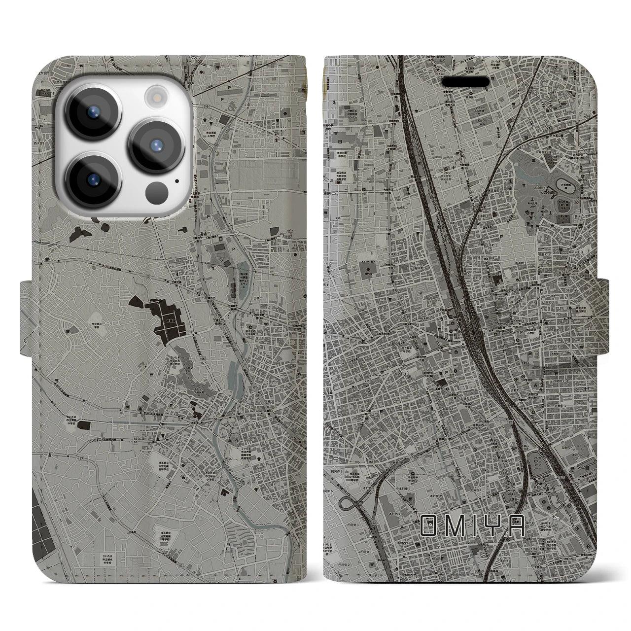 【大宮(埼玉県)】地図柄iPhoneケース(手帳タイプ)