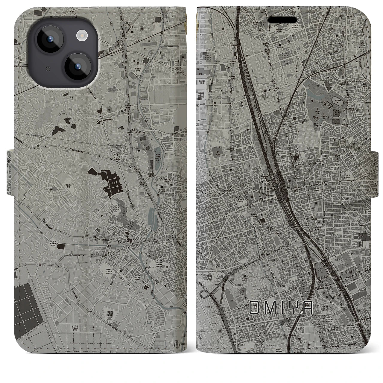 【大宮(埼玉県)】地図柄iPhoneケース(手帳タイプ)