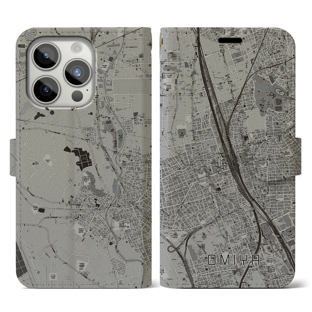 【大宮(埼玉県)】地図柄iPhoneケース(手帳タイプ)