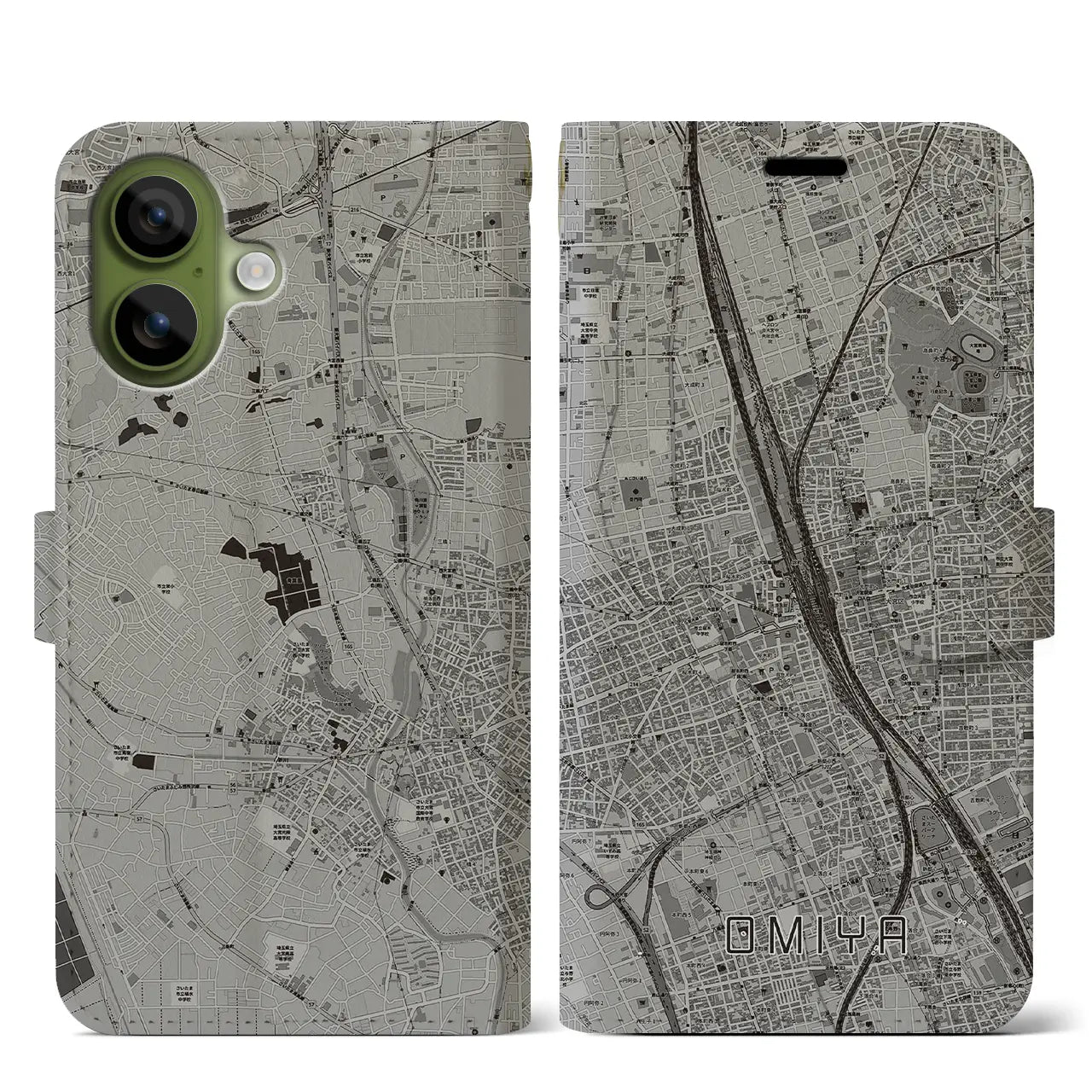 【大宮(埼玉県)】地図柄iPhoneケース(手帳タイプ)