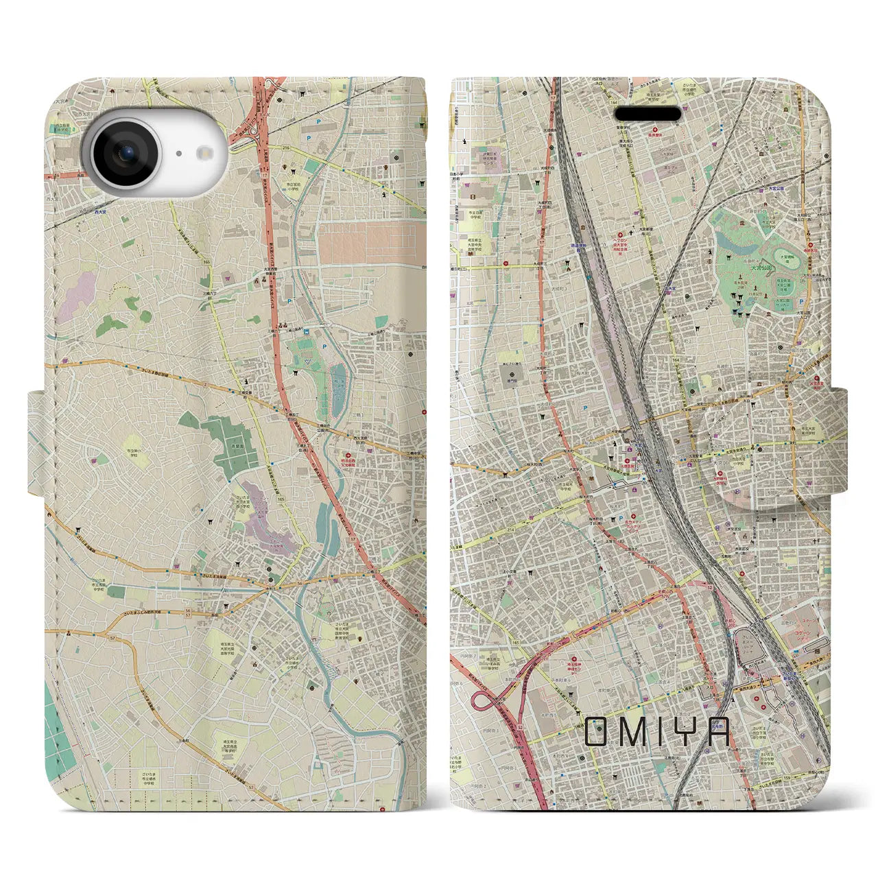 【大宮(埼玉県)】地図柄iPhoneケース(手帳タイプ)