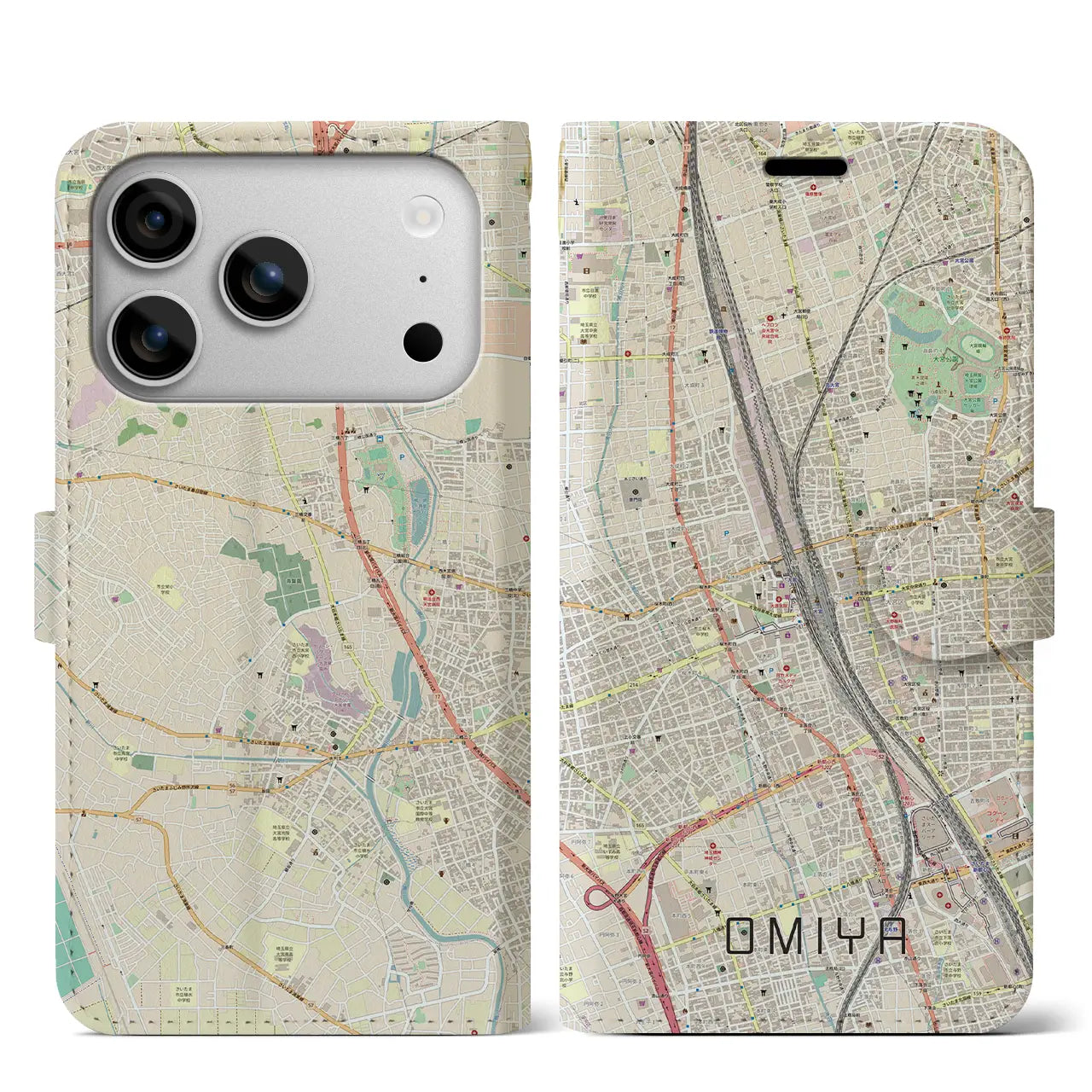 【大宮(埼玉県)】地図柄iPhoneケース(手帳タイプ)