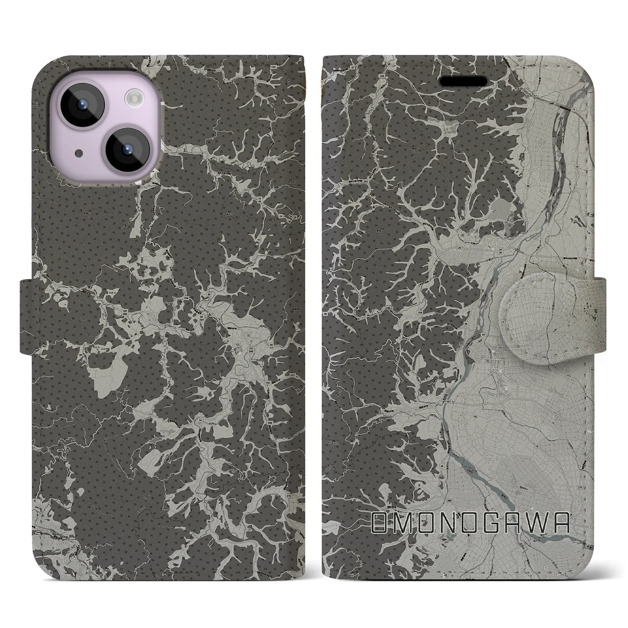 【雄物川(秋田県)】地図柄iPhoneケース(手帳タイプ)