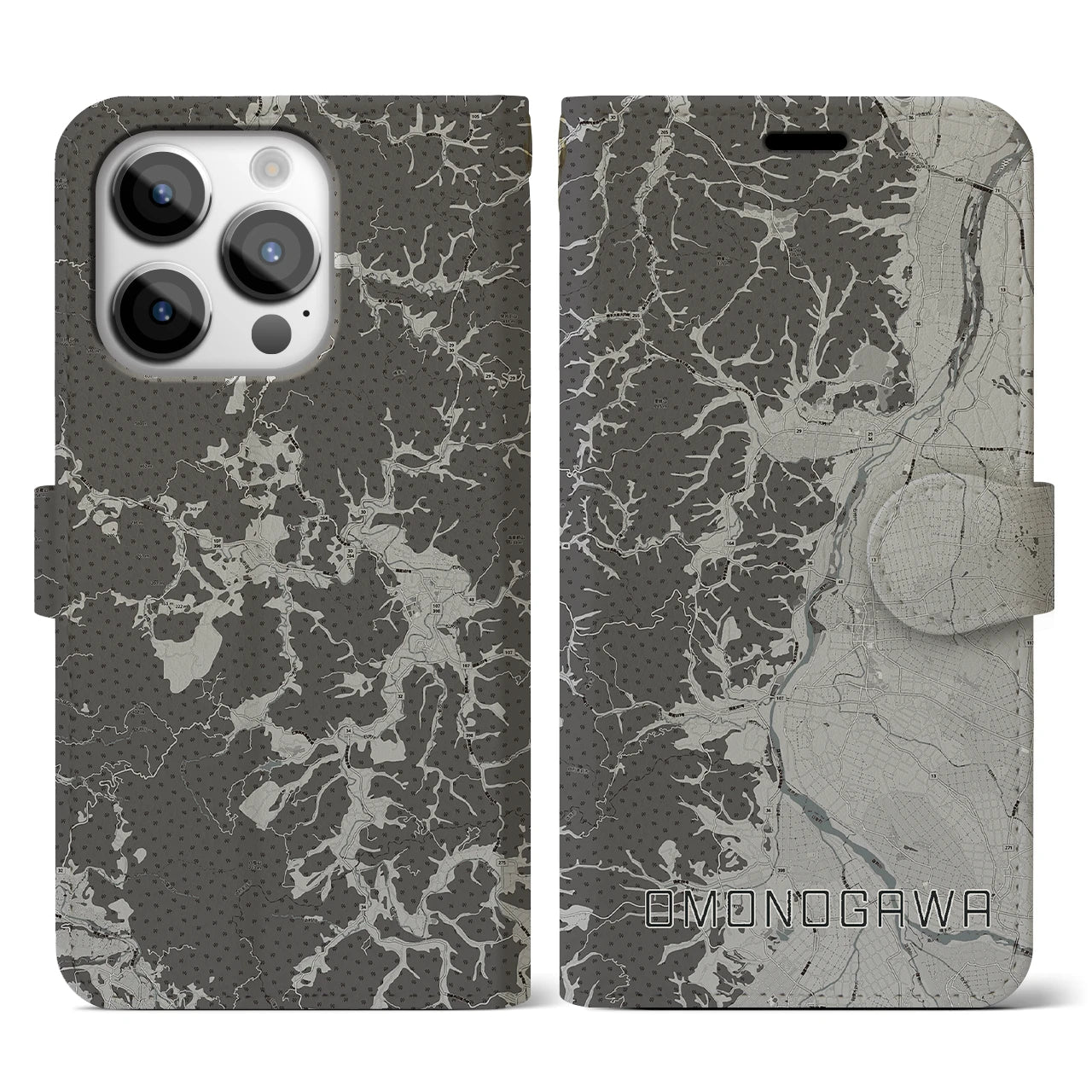 【雄物川(秋田県)】地図柄iPhoneケース(手帳タイプ)