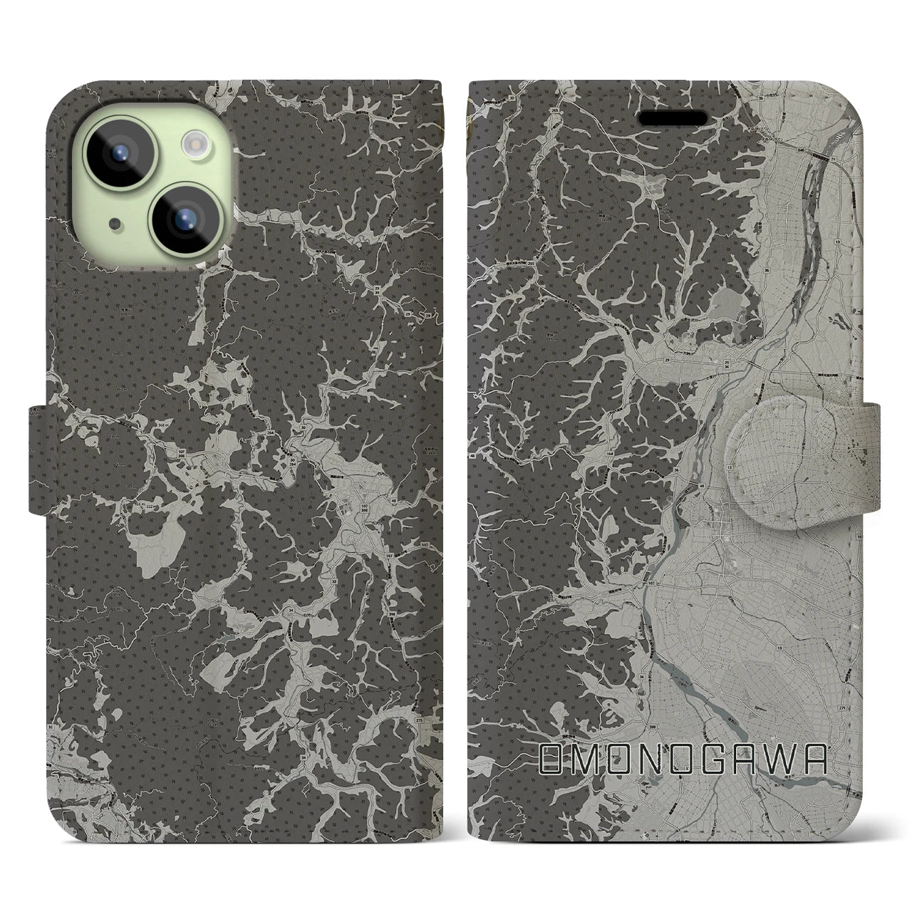 【雄物川(秋田県)】地図柄iPhoneケース(手帳タイプ)