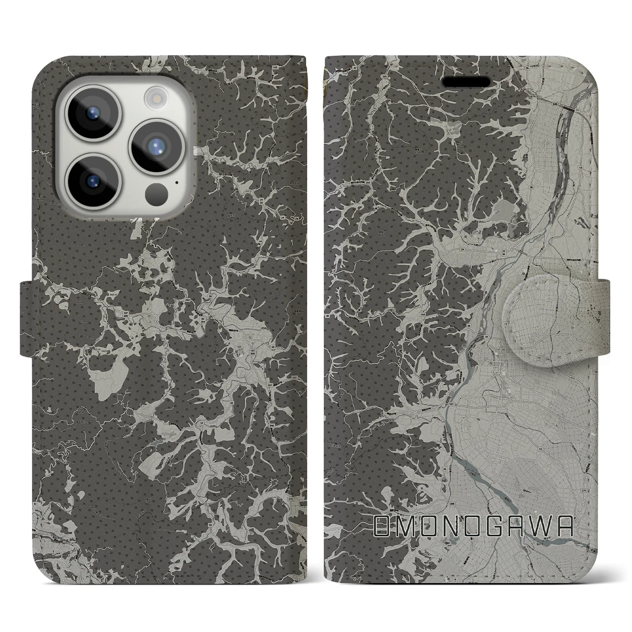 【雄物川(秋田県)】地図柄iPhoneケース(手帳タイプ)