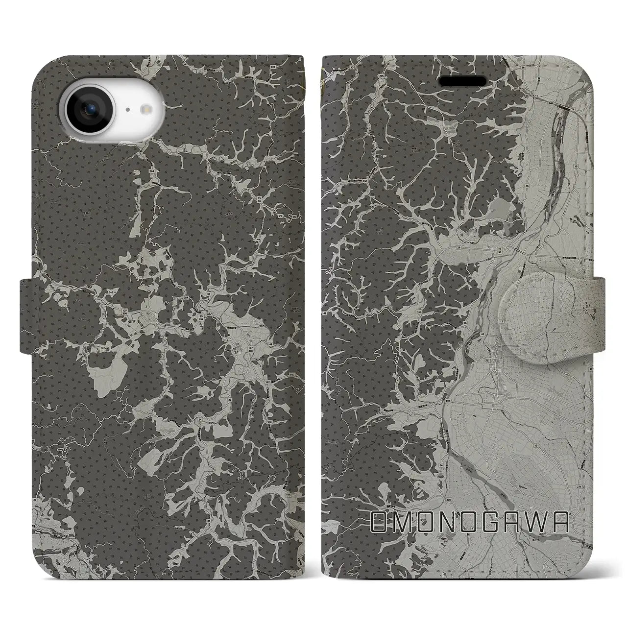 【雄物川(秋田県)】地図柄iPhoneケース(手帳タイプ)