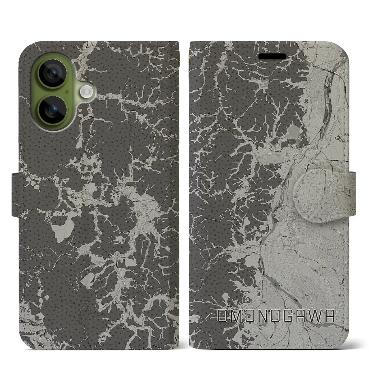 【雄物川(秋田県)】地図柄iPhoneケース(手帳タイプ)