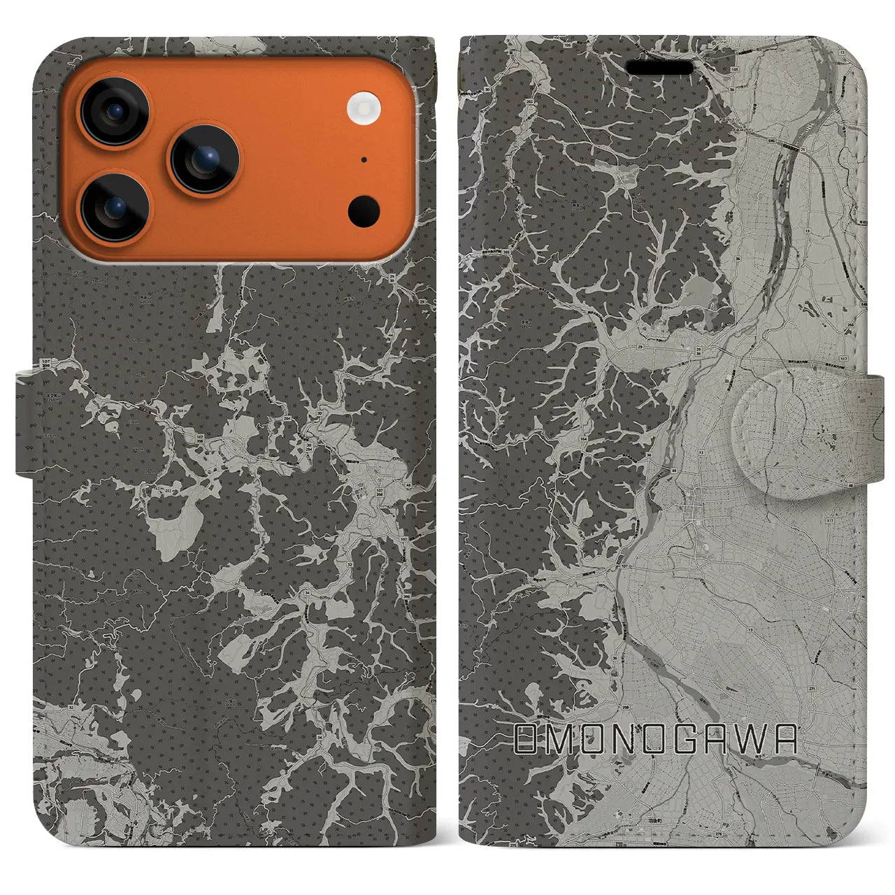 【雄物川(秋田県)】地図柄iPhoneケース(手帳タイプ)