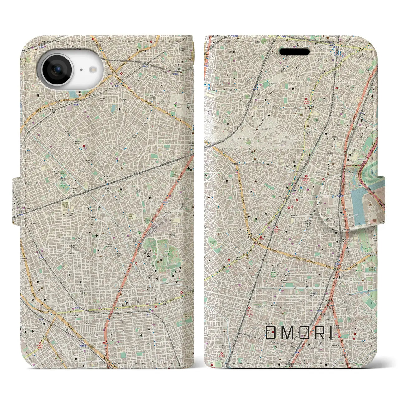 【大森(東京都)】地図柄iPhoneケース(手帳タイプ)