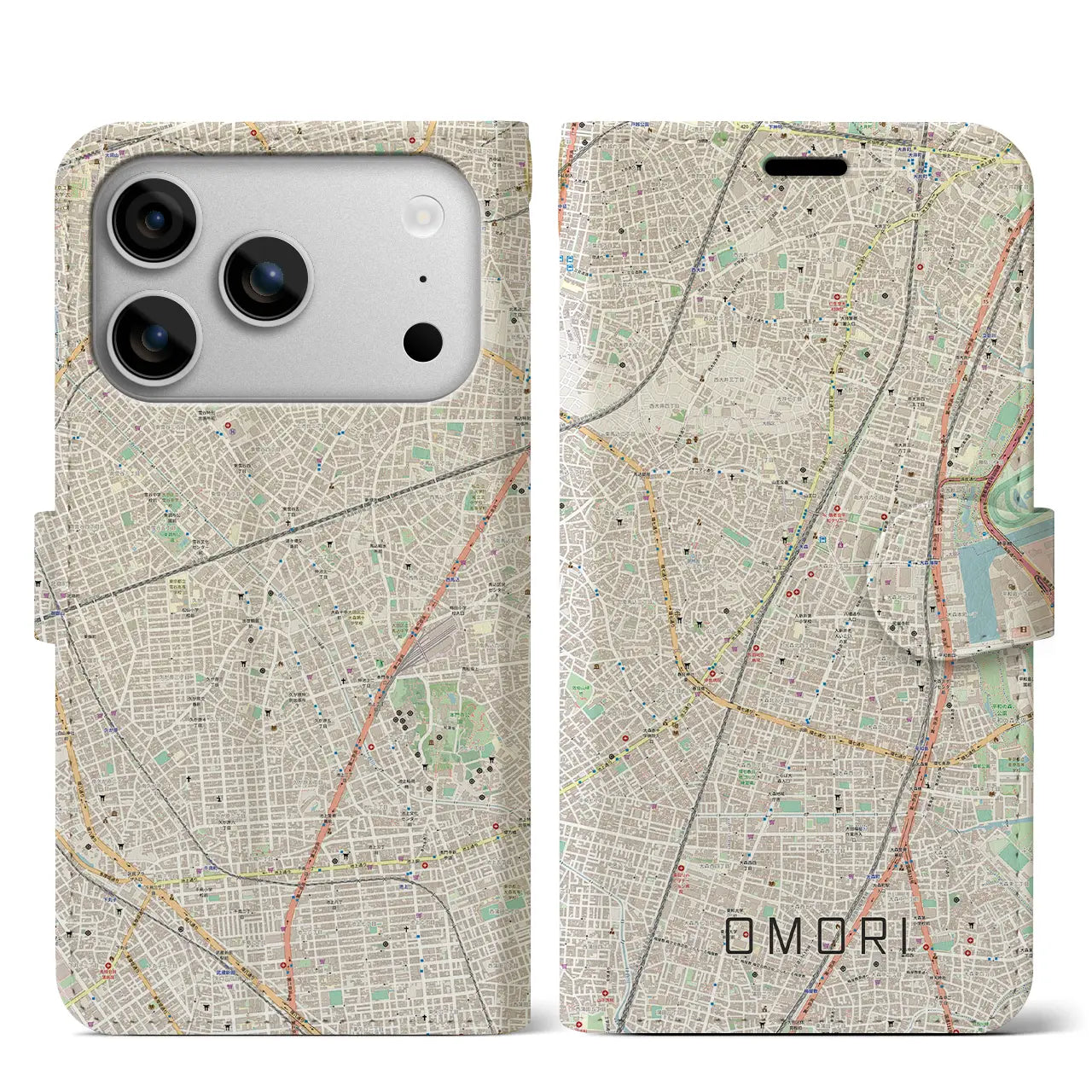 【大森(東京都)】地図柄iPhoneケース(手帳タイプ)