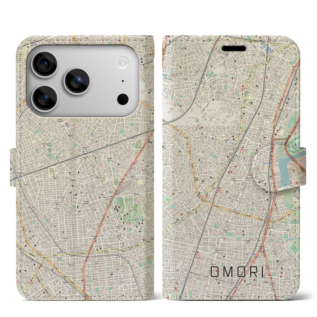 【大森(東京都)】地図柄iPhoneケース(手帳タイプ)ナチュラル・iPhone 17 Pro Max 用