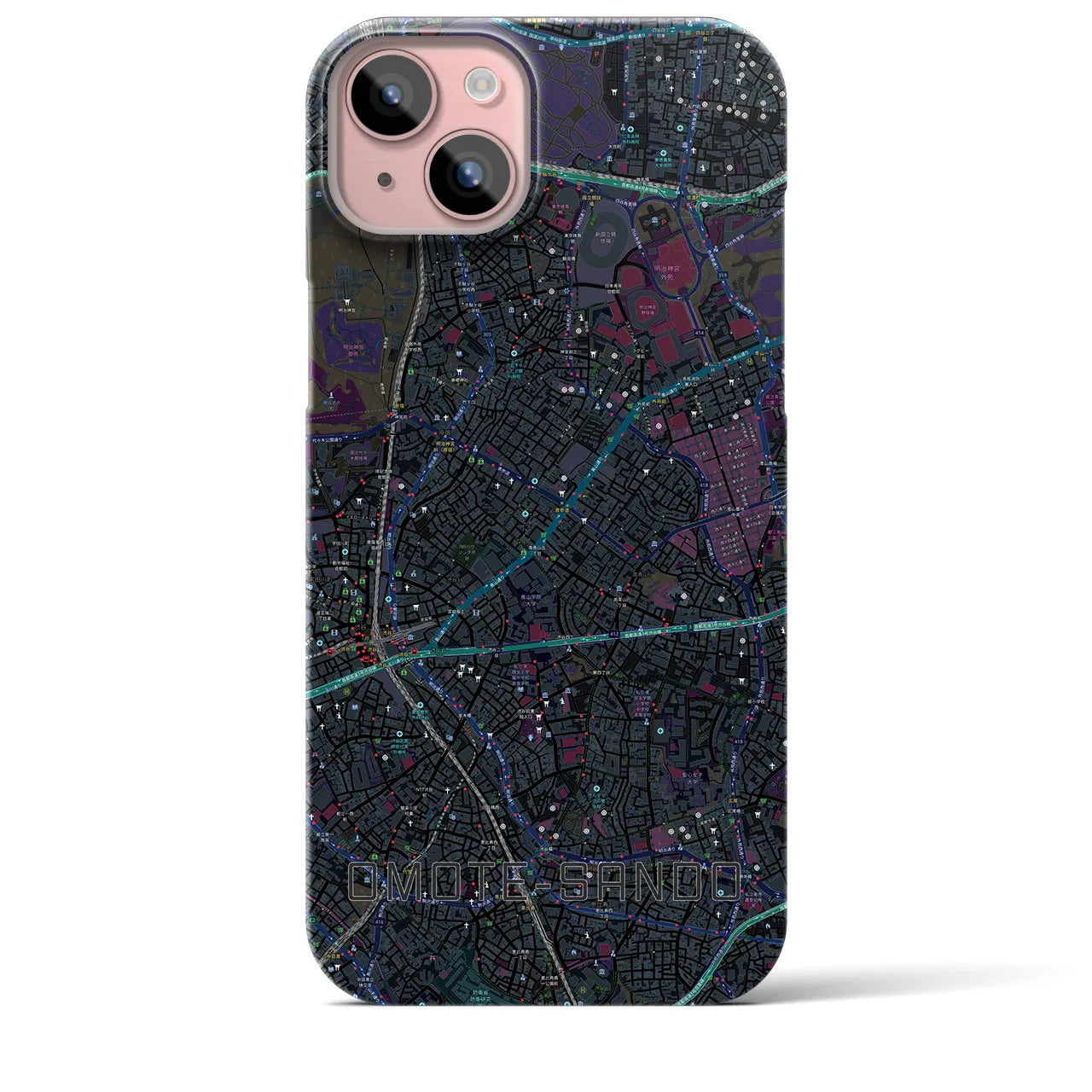 【表参道(東京都)】地図柄iPhoneケース(バックカバータイプ)