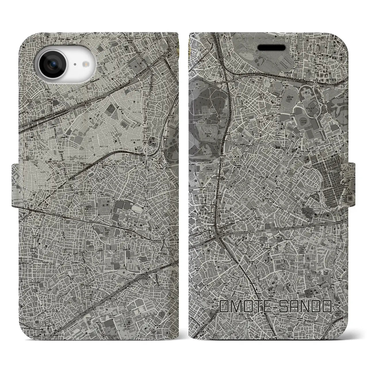 【表参道(東京都)】地図柄iPhoneケース(手帳タイプ)