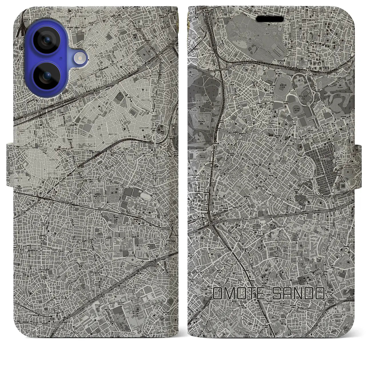 【表参道(東京都)】地図柄iPhoneケース(手帳タイプ)