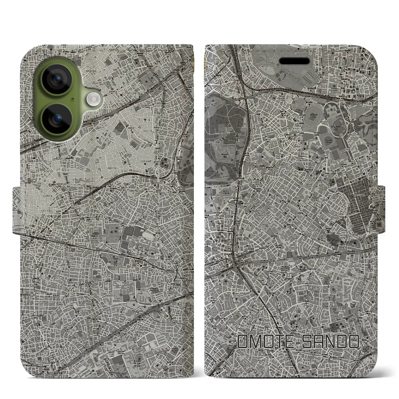 【表参道(東京都)】地図柄iPhoneケース(手帳タイプ)