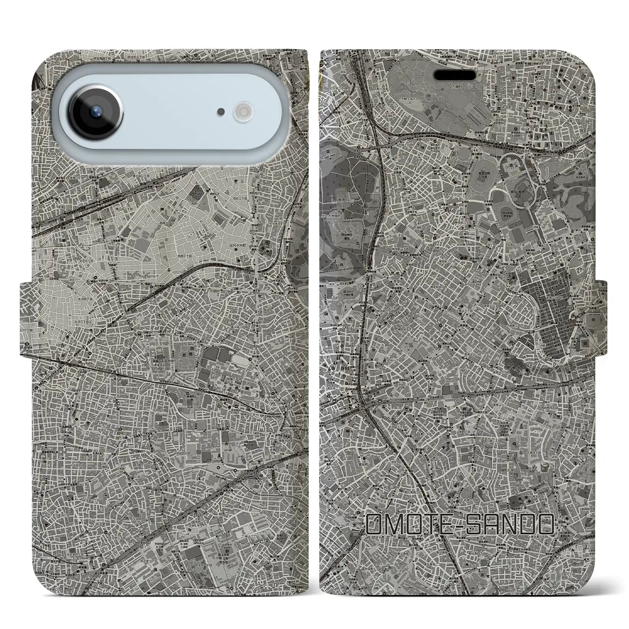 【表参道(東京都)】地図柄iPhoneケース(手帳タイプ)