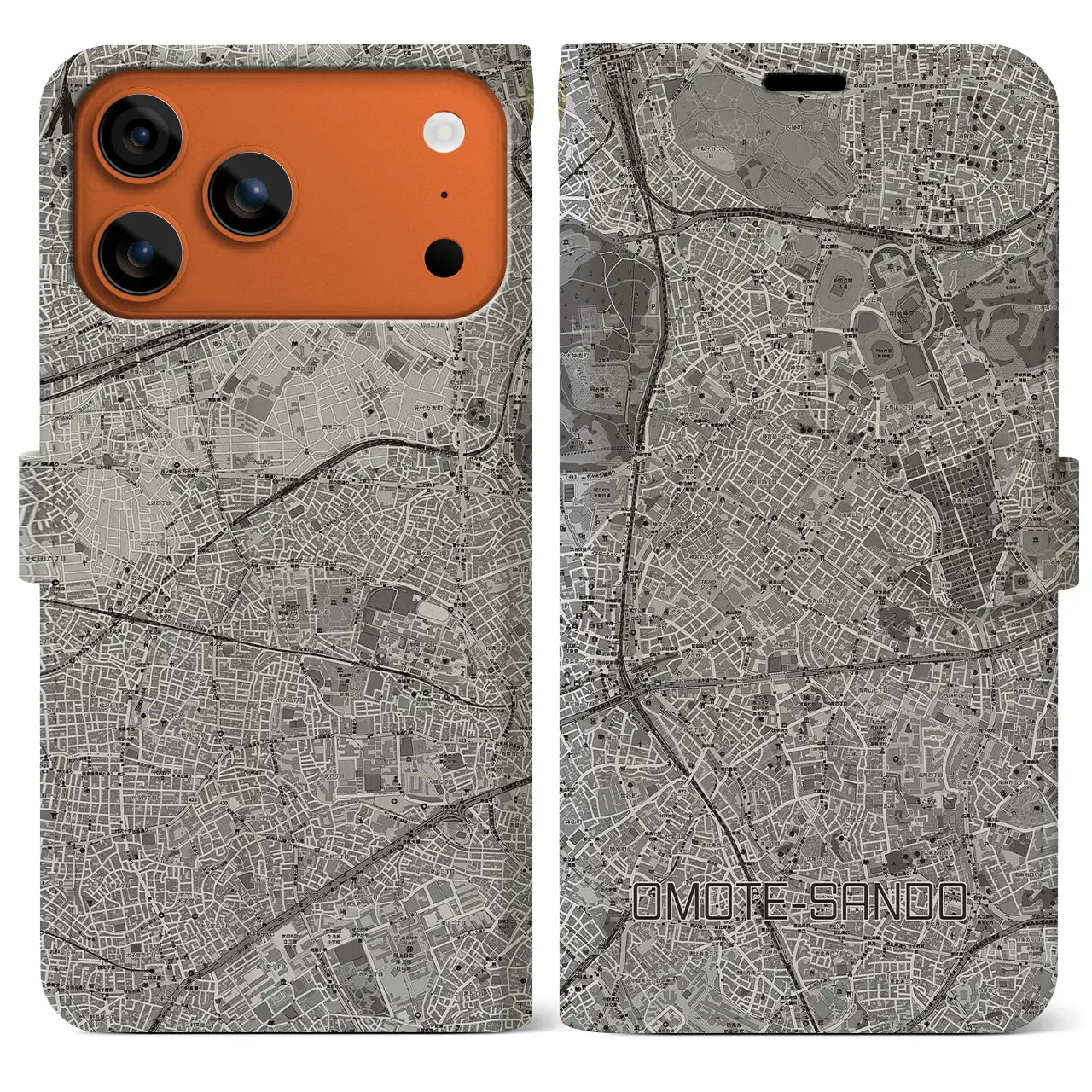 【表参道(東京都)】地図柄iPhoneケース(手帳タイプ)