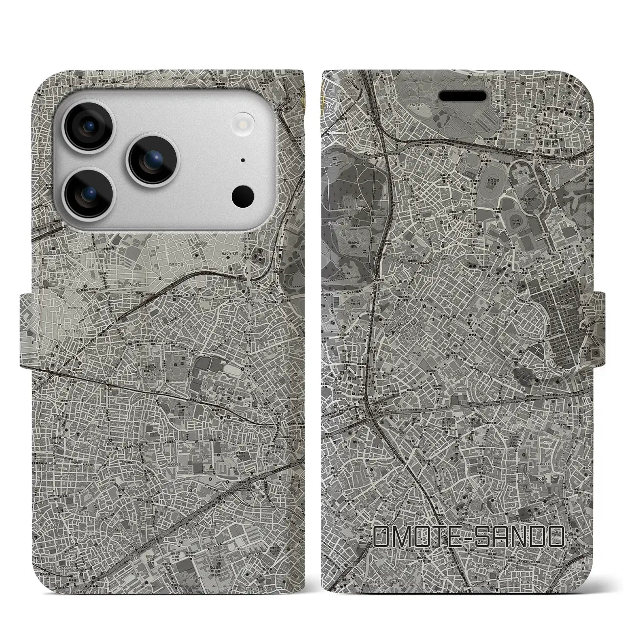 【表参道(東京都)】地図柄iPhoneケース(手帳タイプ)