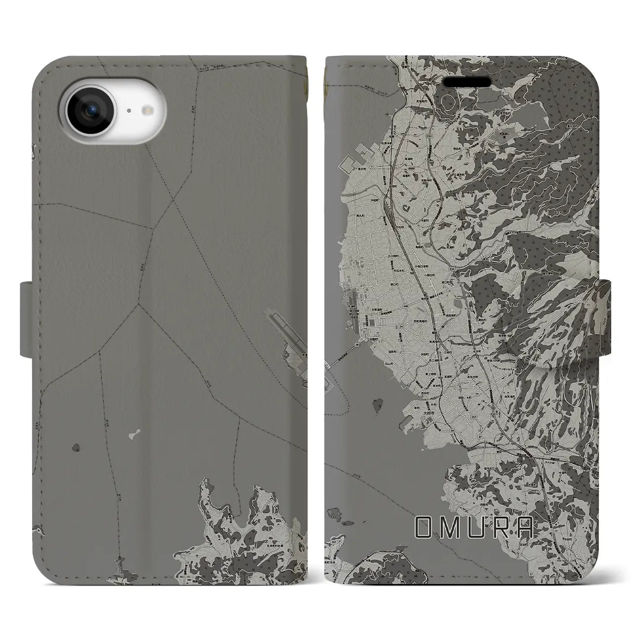 【大村(長崎県)】地図柄iPhoneケース(手帳タイプ)