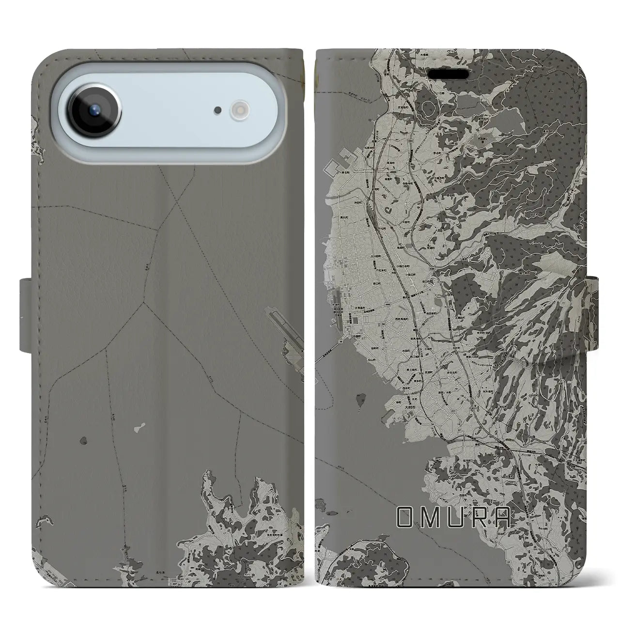 【大村(長崎県)】地図柄iPhoneケース(手帳タイプ)