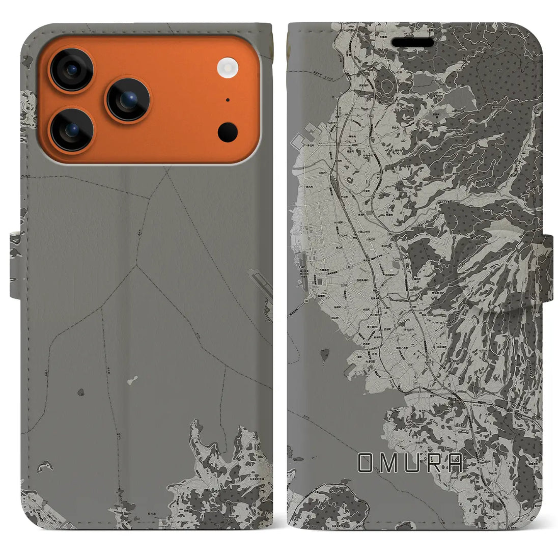 【大村(長崎県)】地図柄iPhoneケース(手帳タイプ)