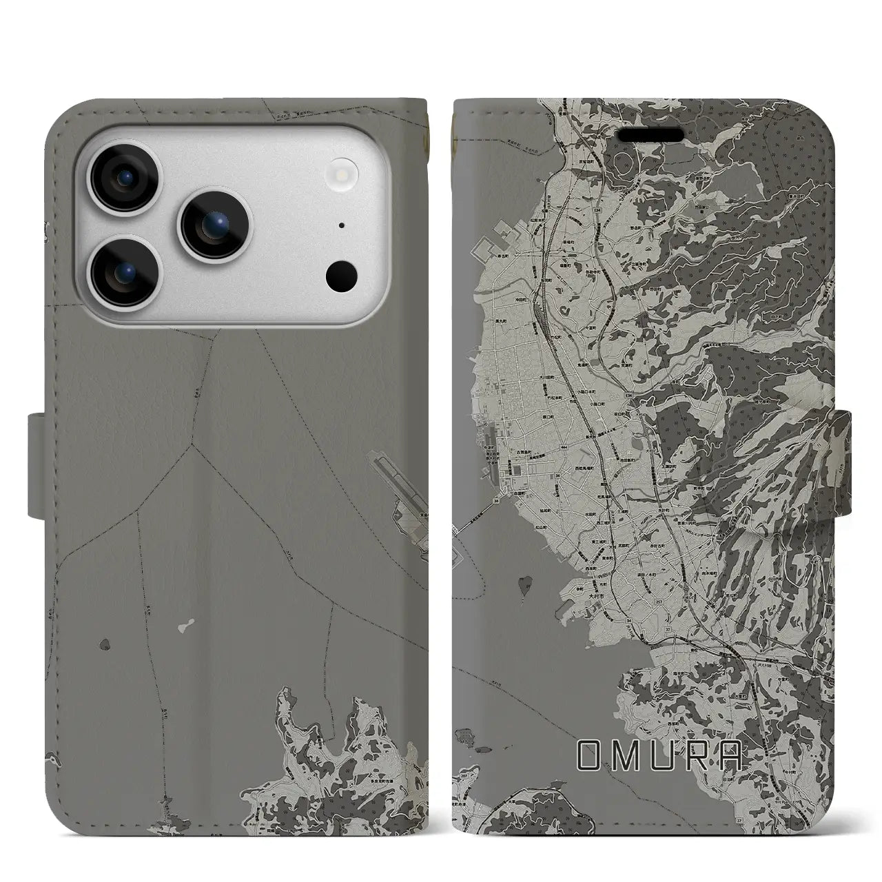 【大村(長崎県)】地図柄iPhoneケース(手帳タイプ)