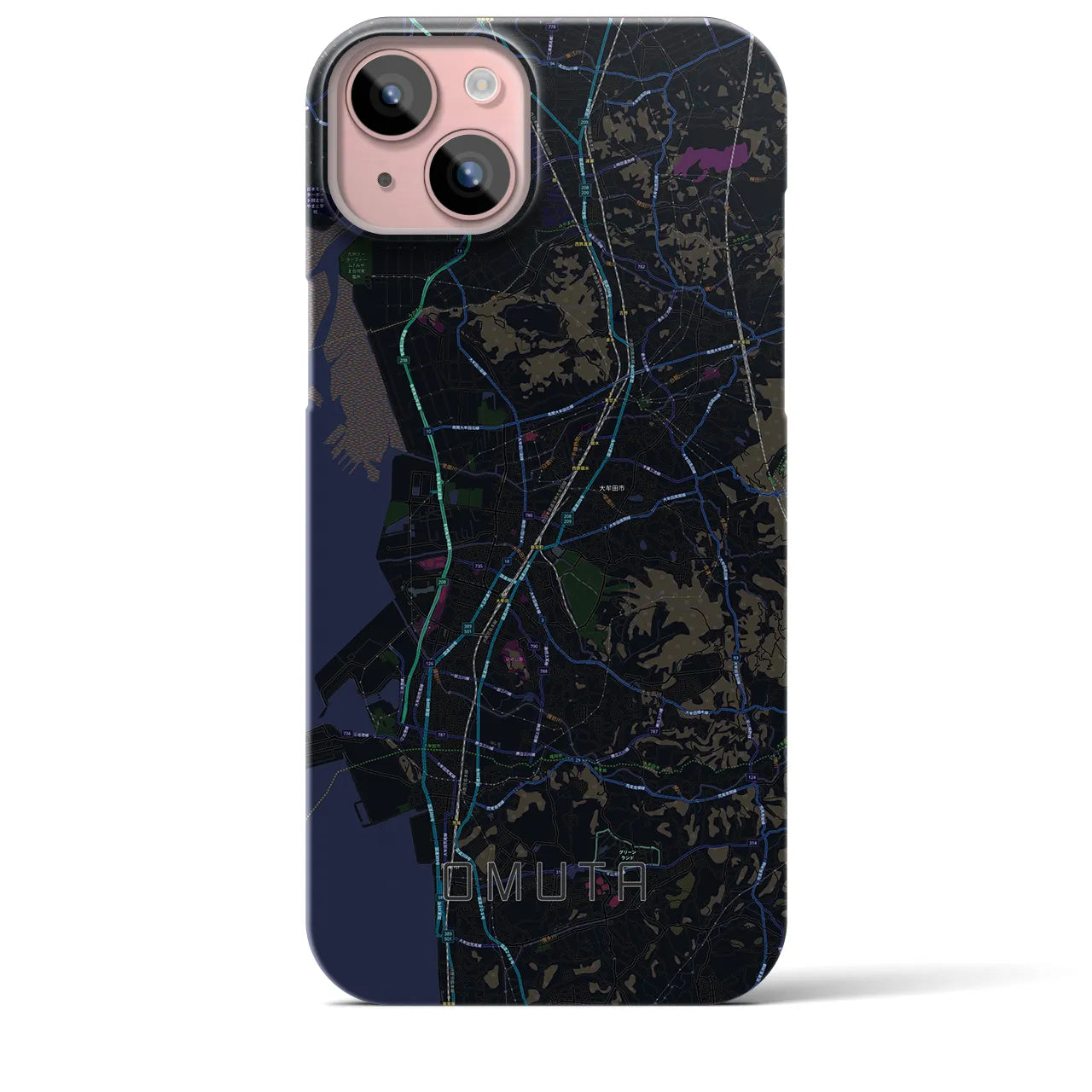 【大牟田(福岡県)】地図柄iPhoneケース(バックカバータイプ)