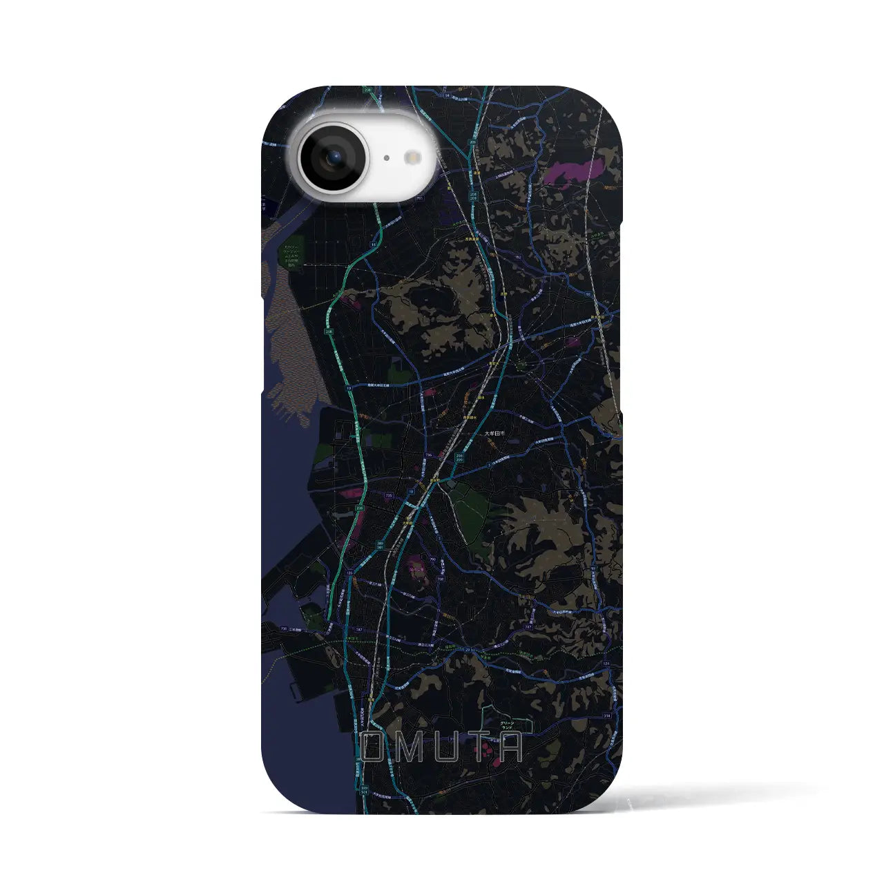 【大牟田(福岡県)】地図柄iPhoneケース(バックカバータイプ)