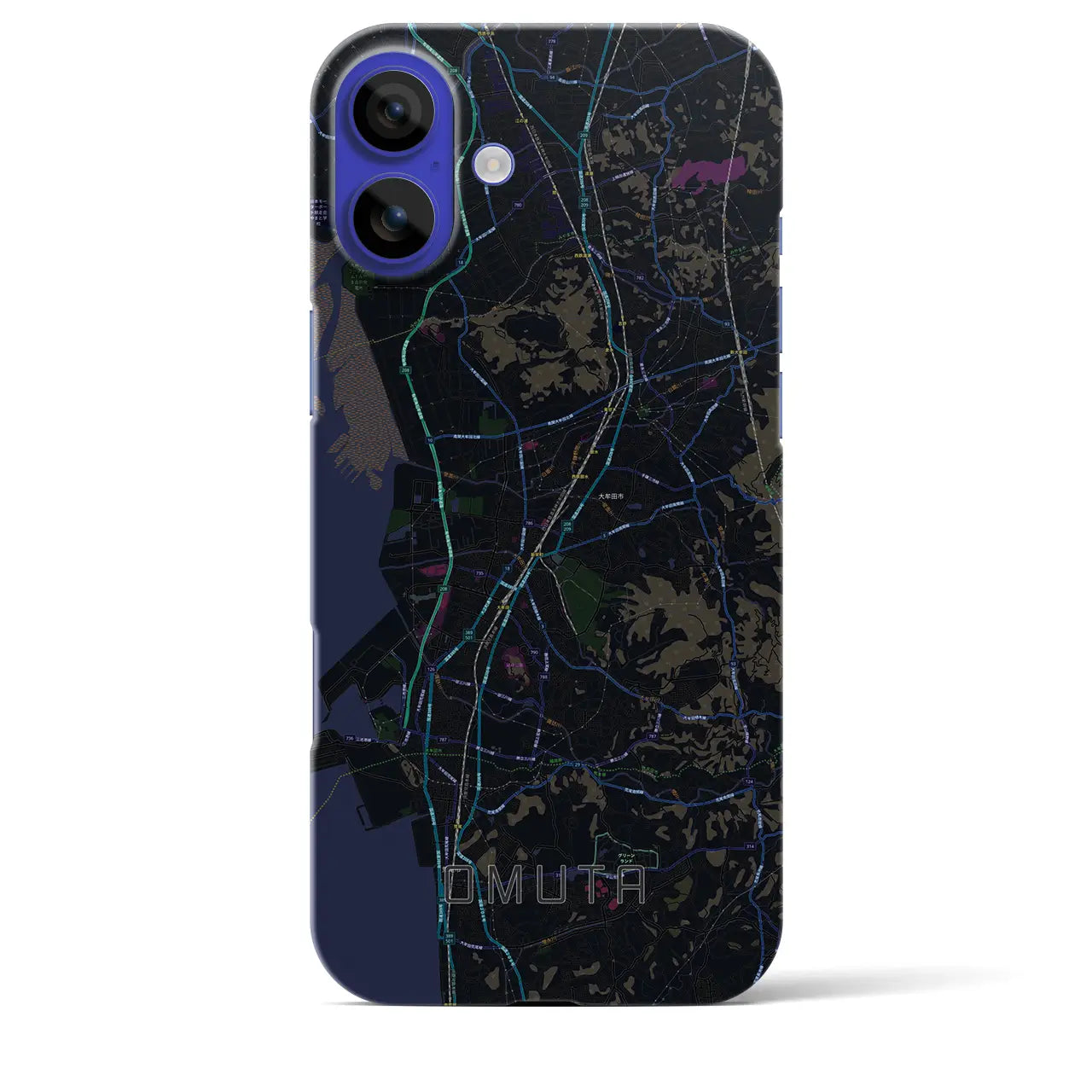 【大牟田(福岡県)】地図柄iPhoneケース(バックカバータイプ)