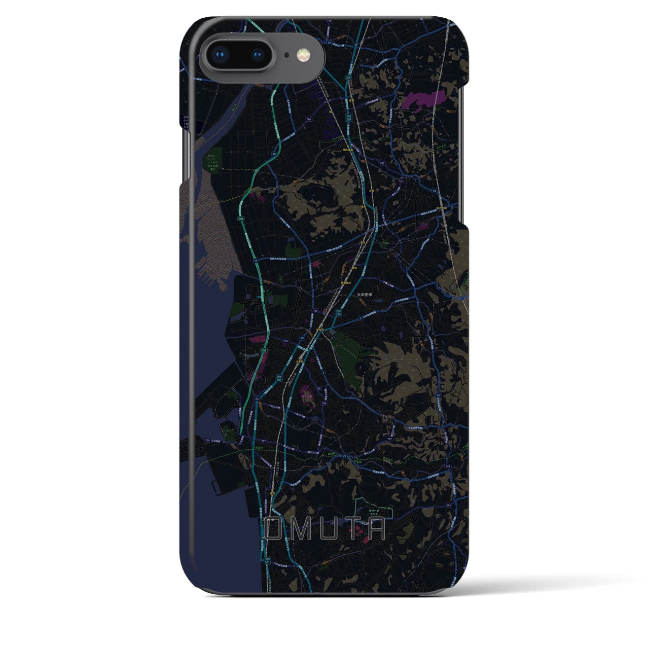 【大牟田(福岡県)】地図柄iPhoneケース(バックカバータイプ)