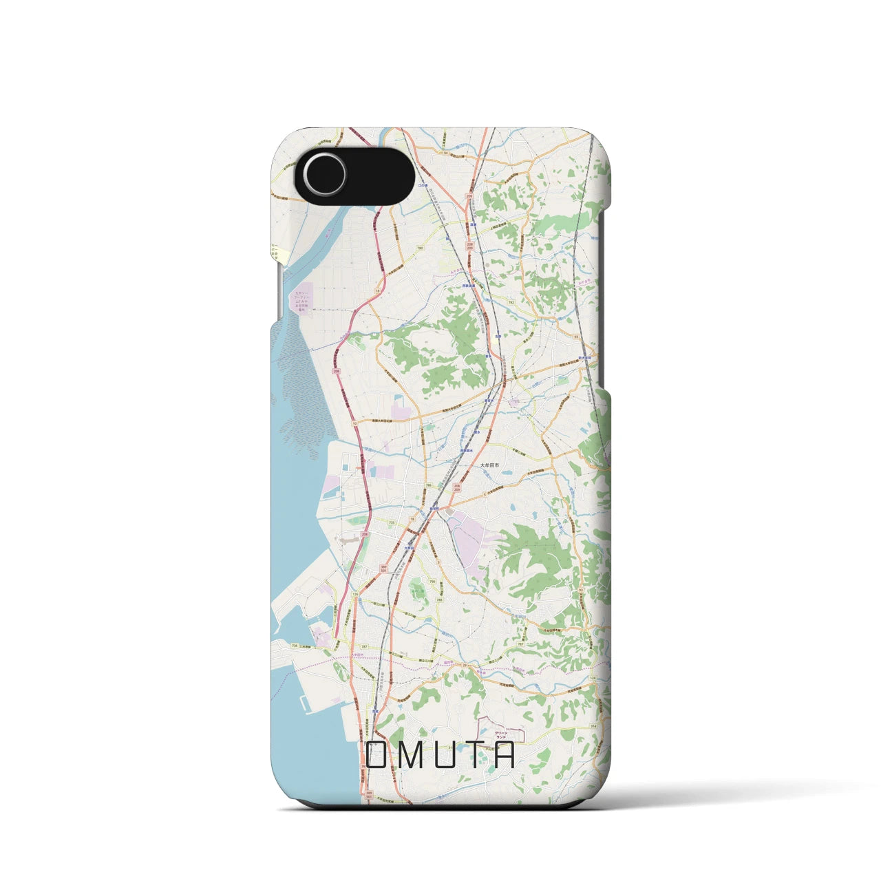 【大牟田(福岡県)】地図柄iPhoneケース(バックカバータイプ)ナチュラル・iPhone SE(第3 / 第2世代) / 8 / 7 / 6s / 6 用