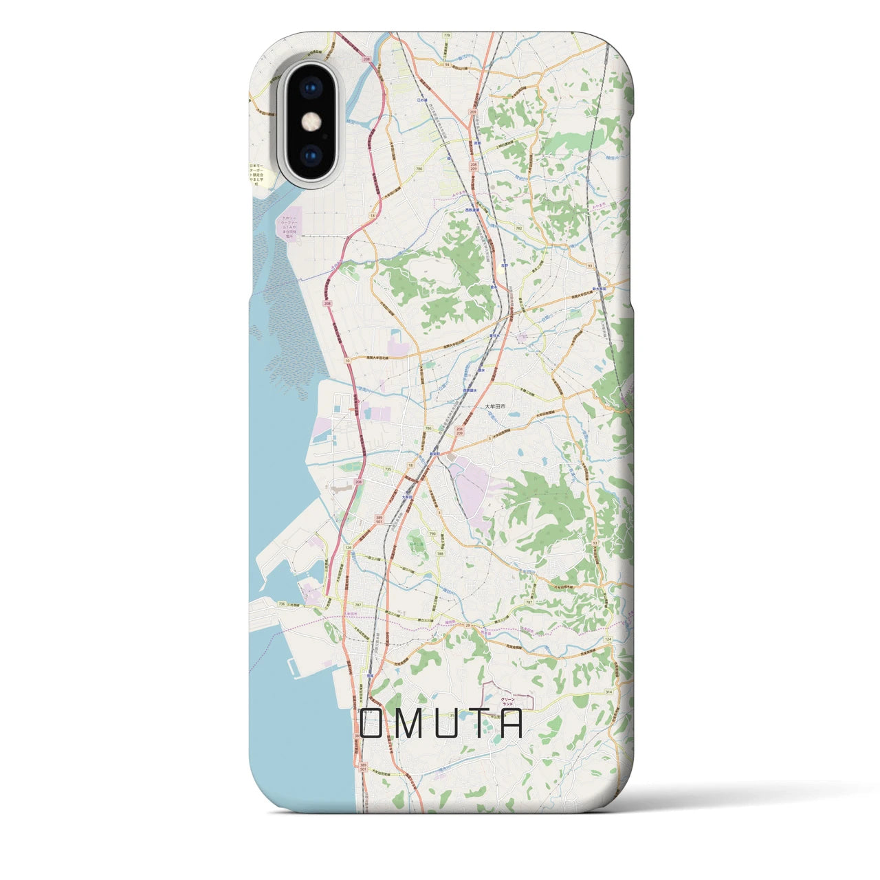【大牟田(福岡県)】地図柄iPhoneケース(バックカバータイプ)