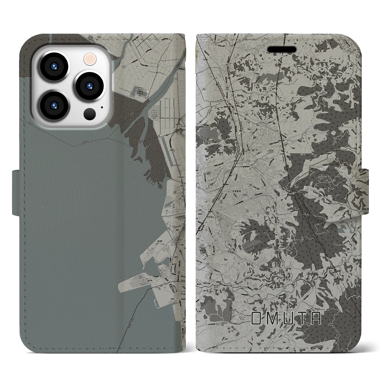 【大牟田(福岡県)】地図柄iPhoneケース(手帳タイプ)