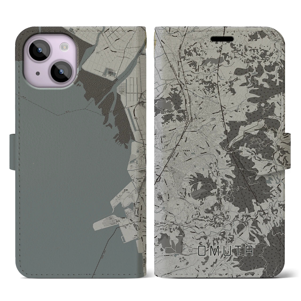 【大牟田(福岡県)】地図柄iPhoneケース(手帳タイプ)