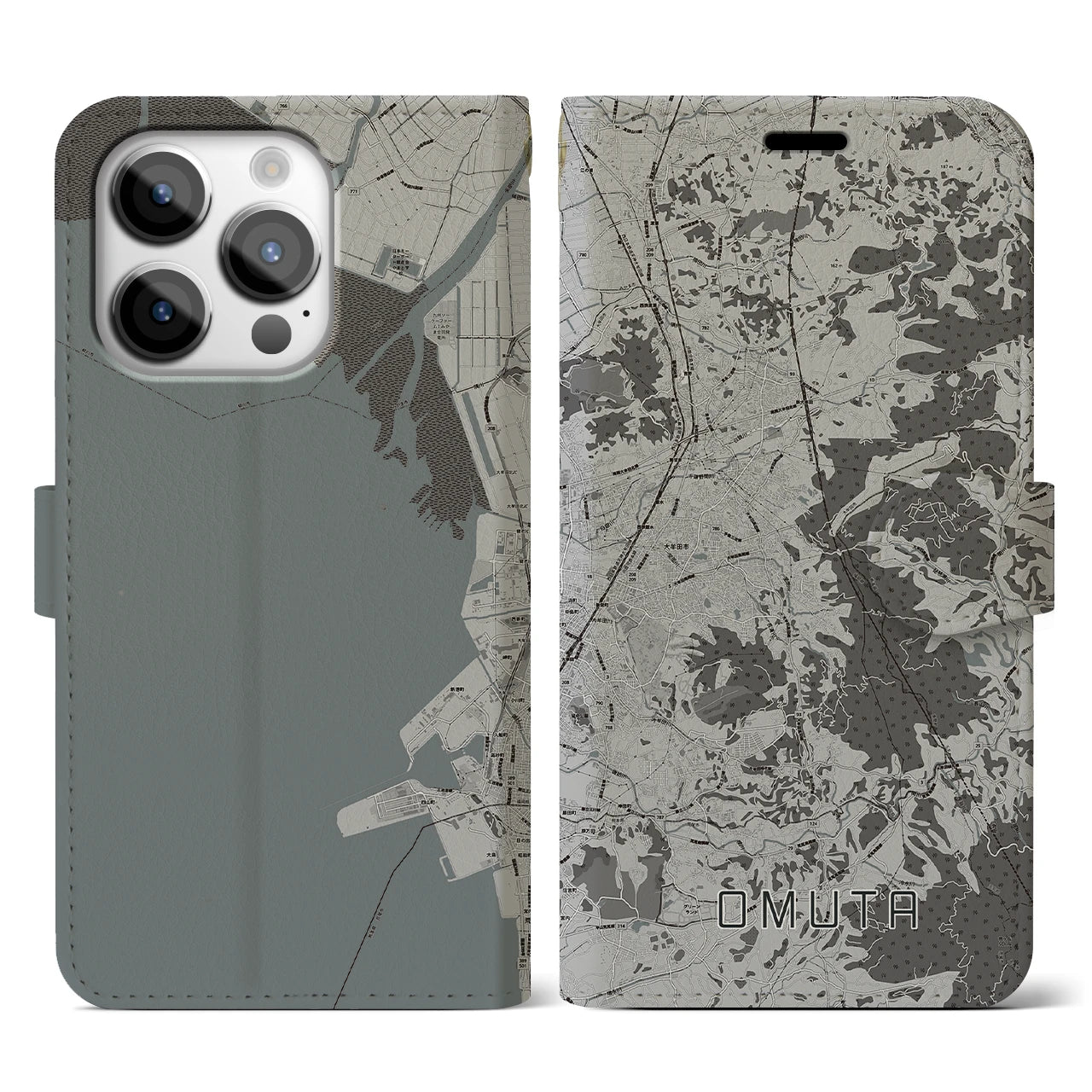 【大牟田(福岡県)】地図柄iPhoneケース(手帳タイプ)