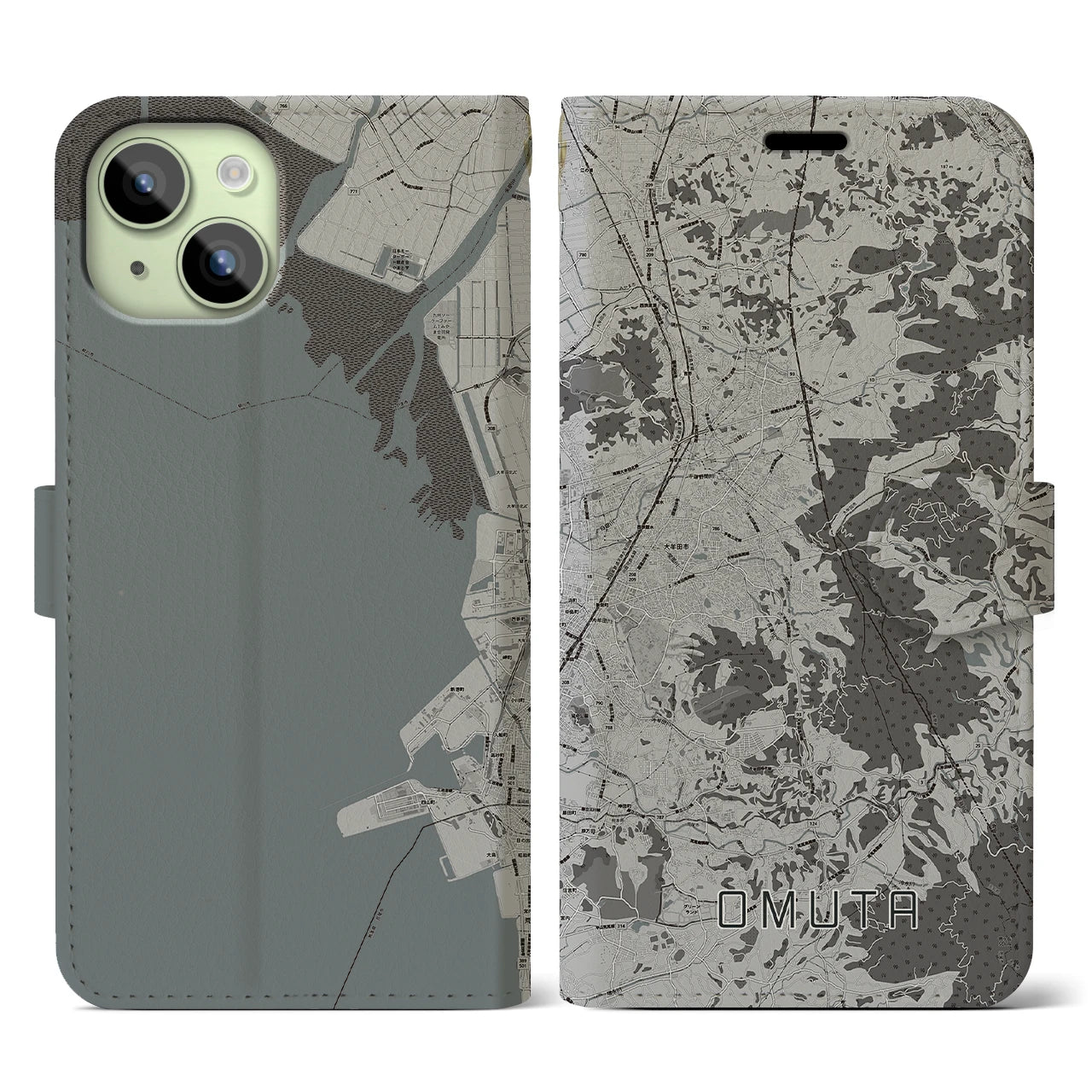 【大牟田(福岡県)】地図柄iPhoneケース(手帳タイプ)