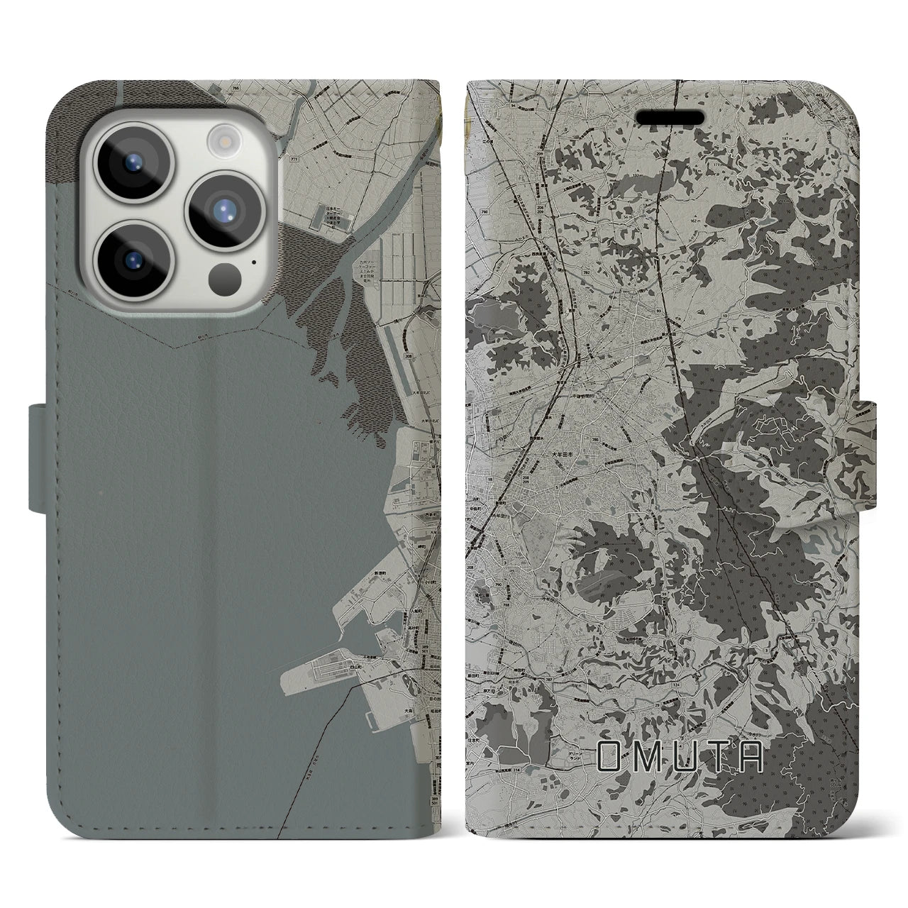 【大牟田(福岡県)】地図柄iPhoneケース(手帳タイプ)