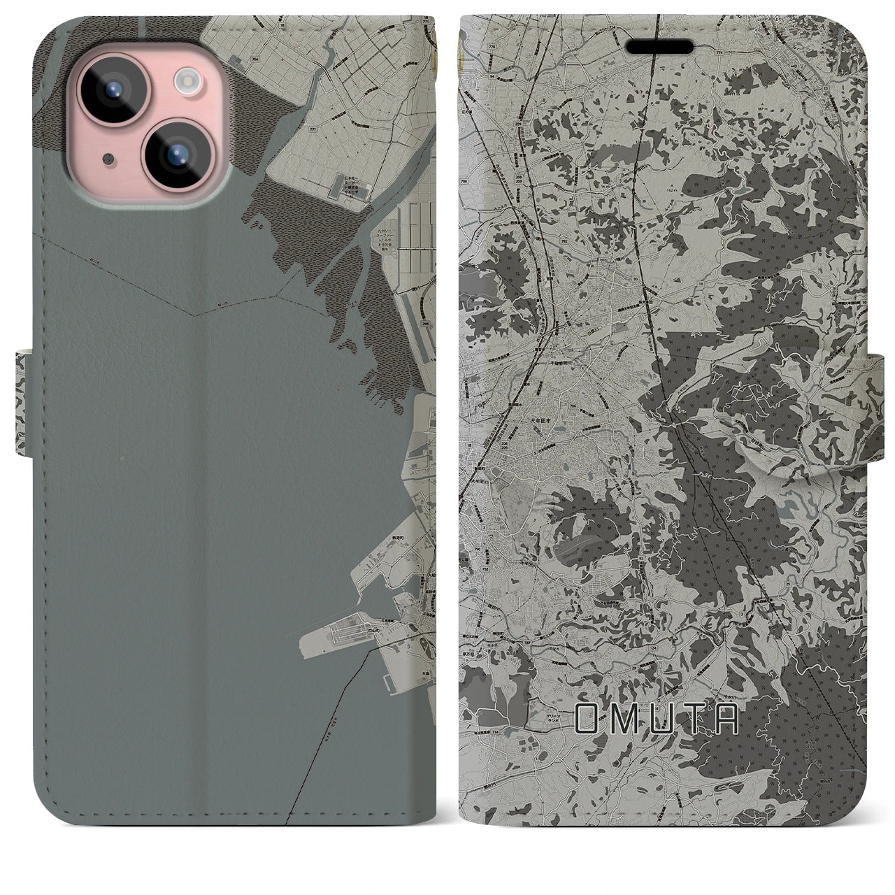 【大牟田(福岡県)】地図柄iPhoneケース(手帳タイプ)