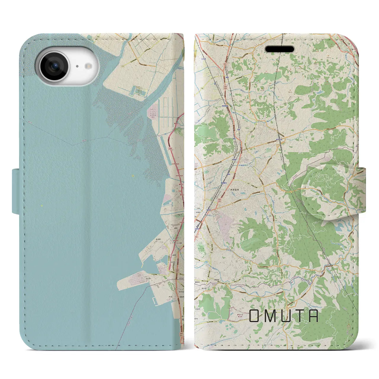 【大牟田(福岡県)】地図柄iPhoneケース(手帳タイプ)