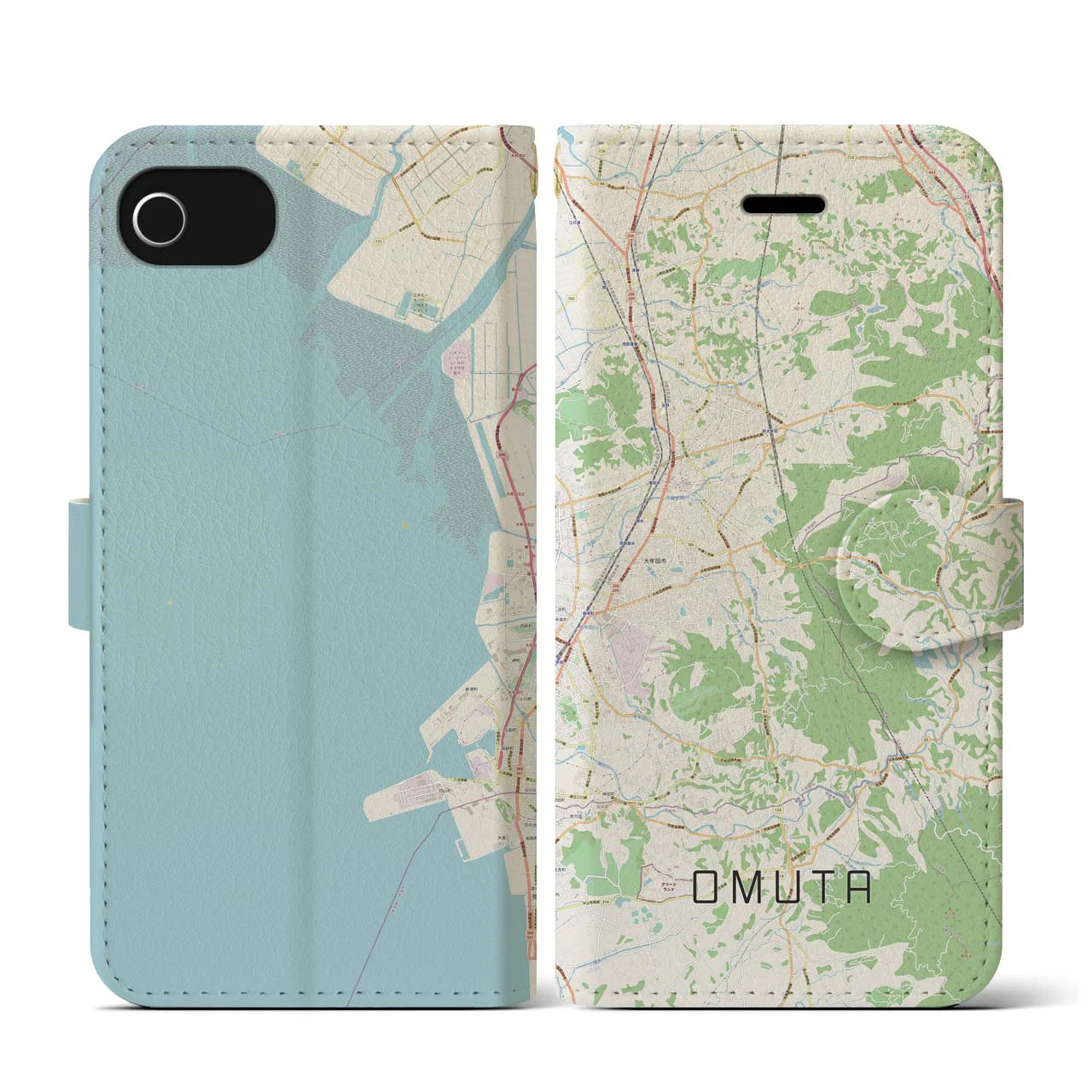 【大牟田(福岡県)】地図柄iPhoneケース(手帳タイプ)