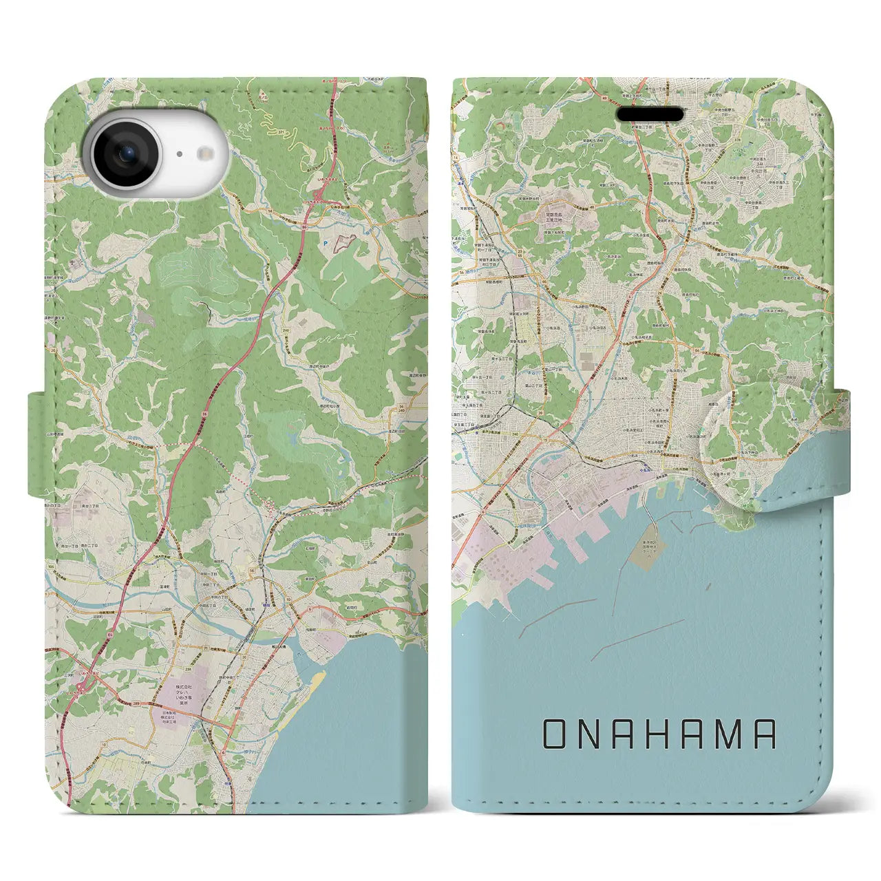 【小名浜(福島県)】地図柄iPhoneケース(手帳タイプ)
