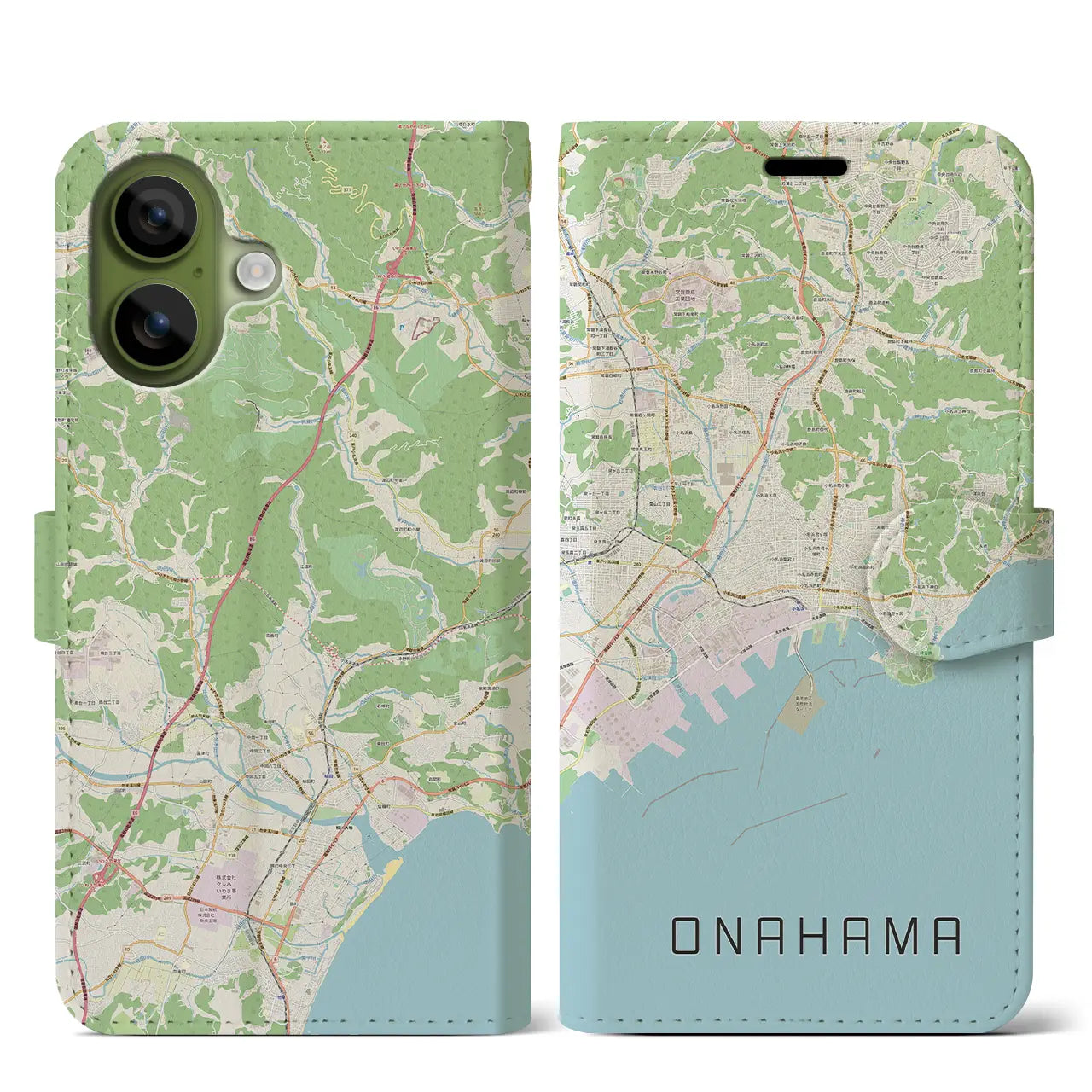 【小名浜(福島県)】地図柄iPhoneケース(手帳タイプ)