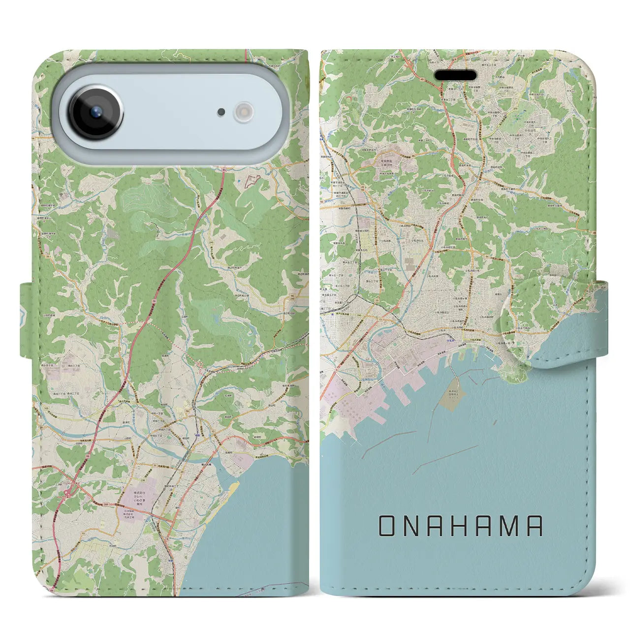 【小名浜(福島県)】地図柄iPhoneケース(手帳タイプ)