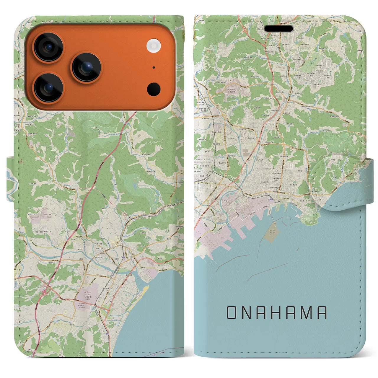 【小名浜(福島県)】地図柄iPhoneケース(手帳タイプ)