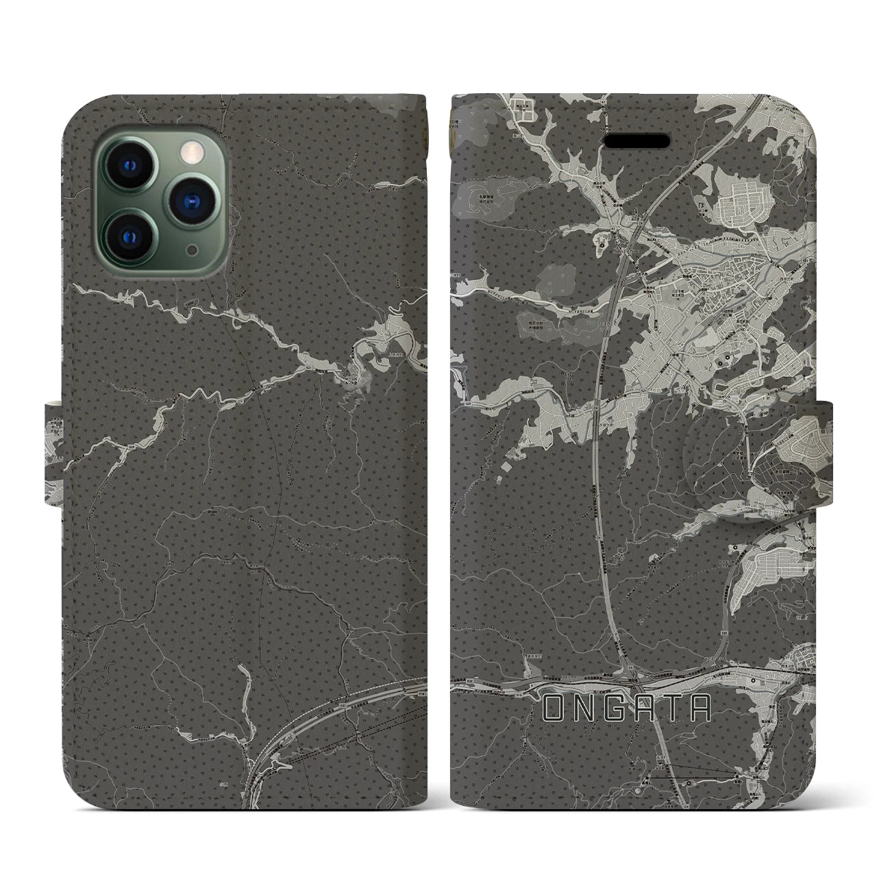【恩方(東京都)】地図柄iPhoneケース(手帳タイプ)モノトーン・iPhone 11 Pro 用