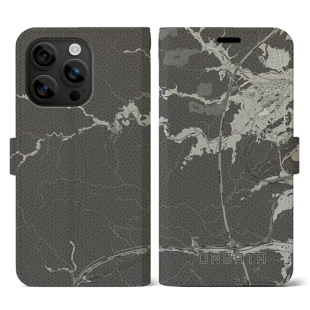 【恩方(東京都)】地図柄iPhoneケース(手帳タイプ)モノトーン・iPhone 16 用