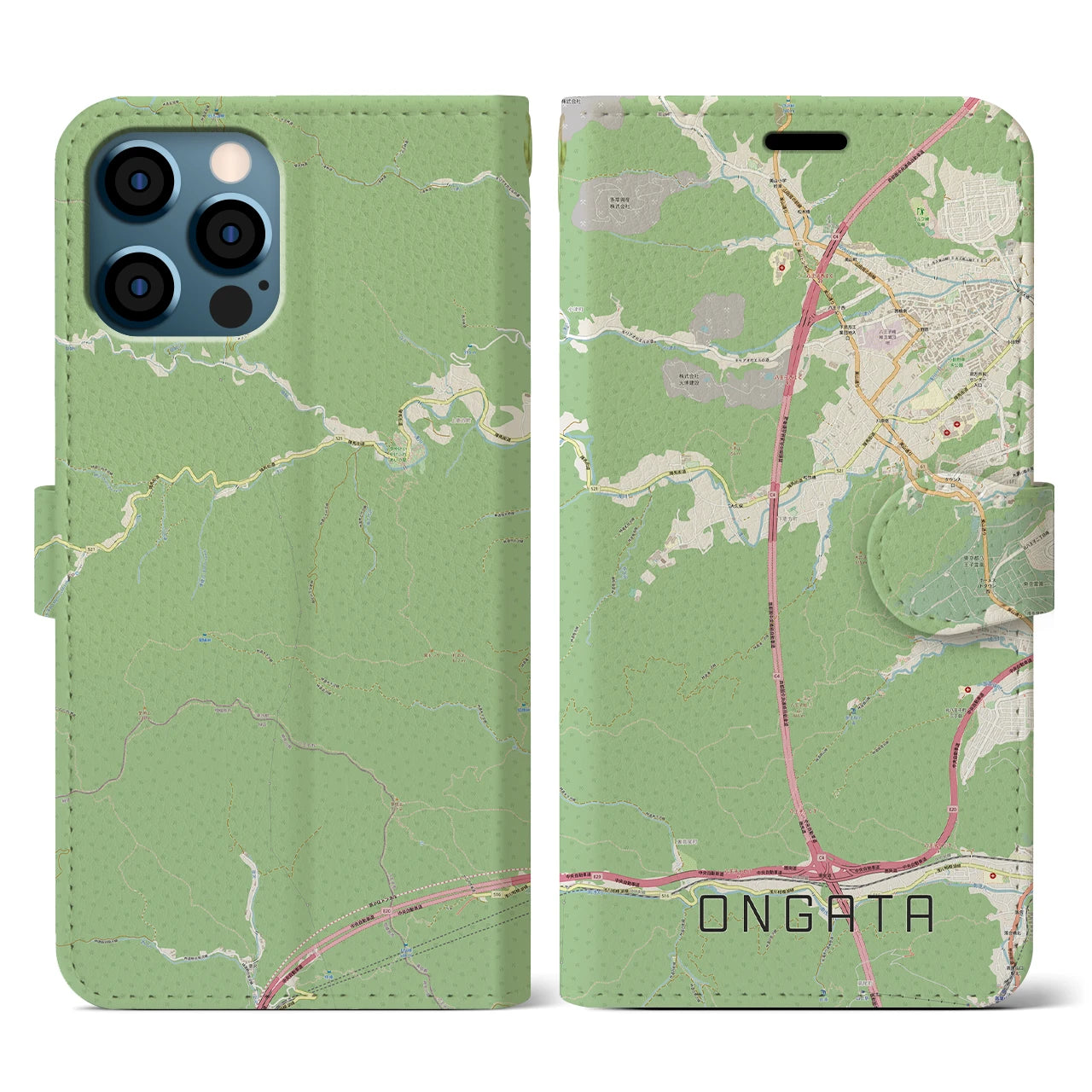 【恩方(東京都)】地図柄iPhoneケース(手帳タイプ)